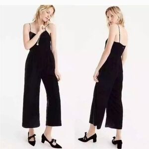 J. CREW Black Velvet Cropped Jumpsuit Size 2